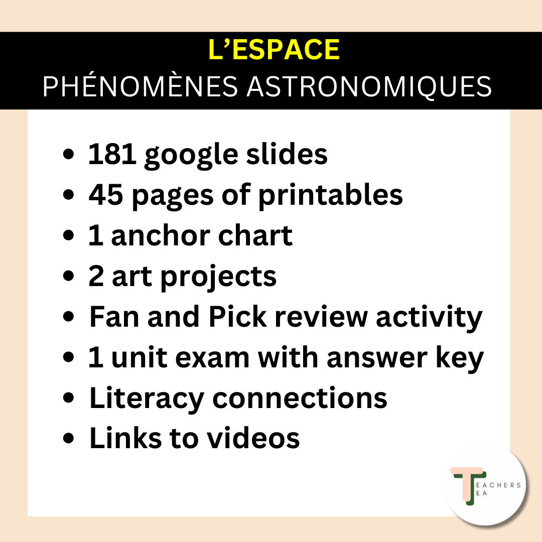 FRENCH Alberta Grade 5 New Science Curriculum - SPACE - Astronomical Phenomena