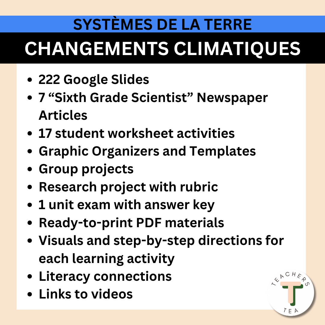 Alberta Grade 6 New Science Curriculum FRENCH - EARTH SYSTEMS - Climate Change