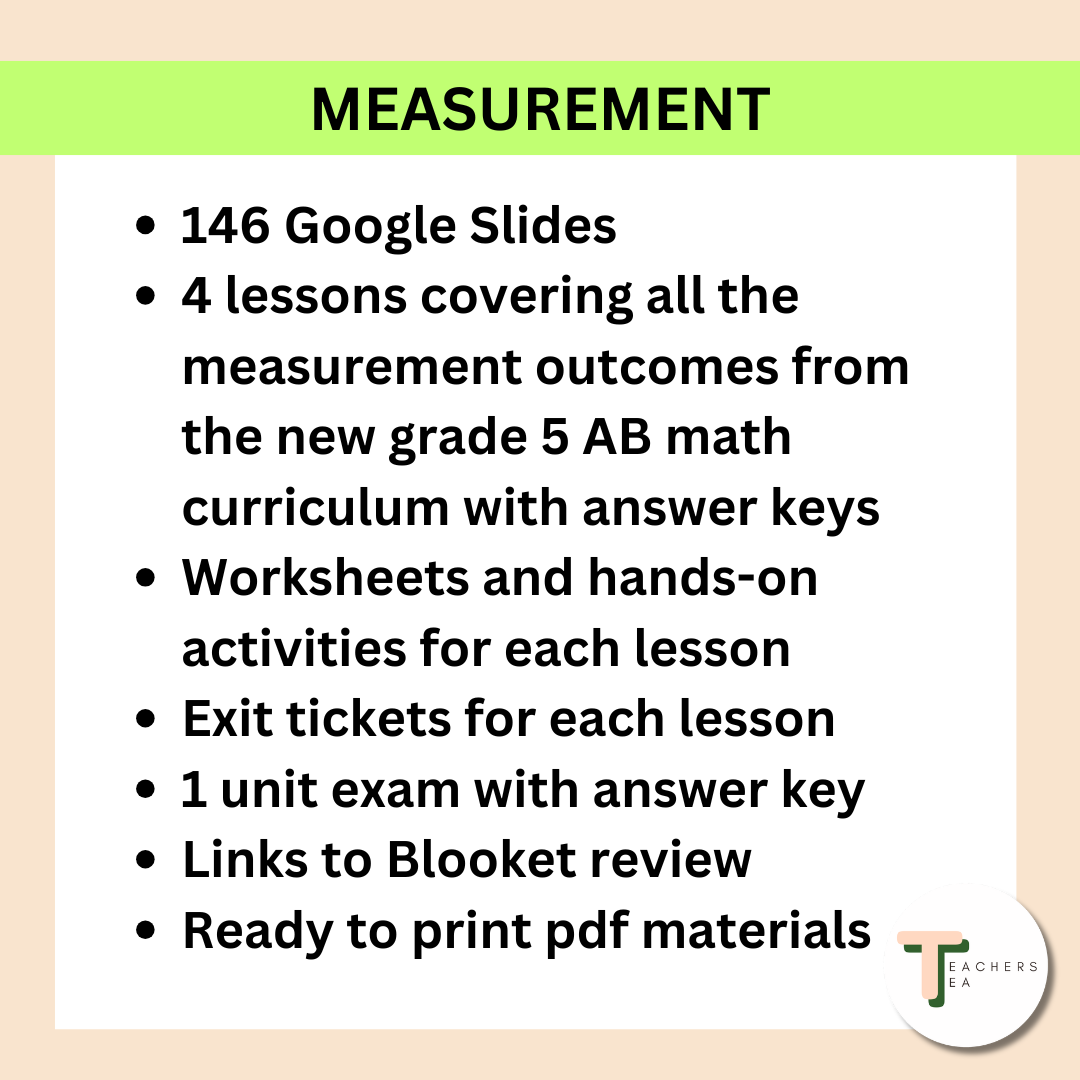 Alberta Grade 5 New Math Curriculum - MEASUREMENT