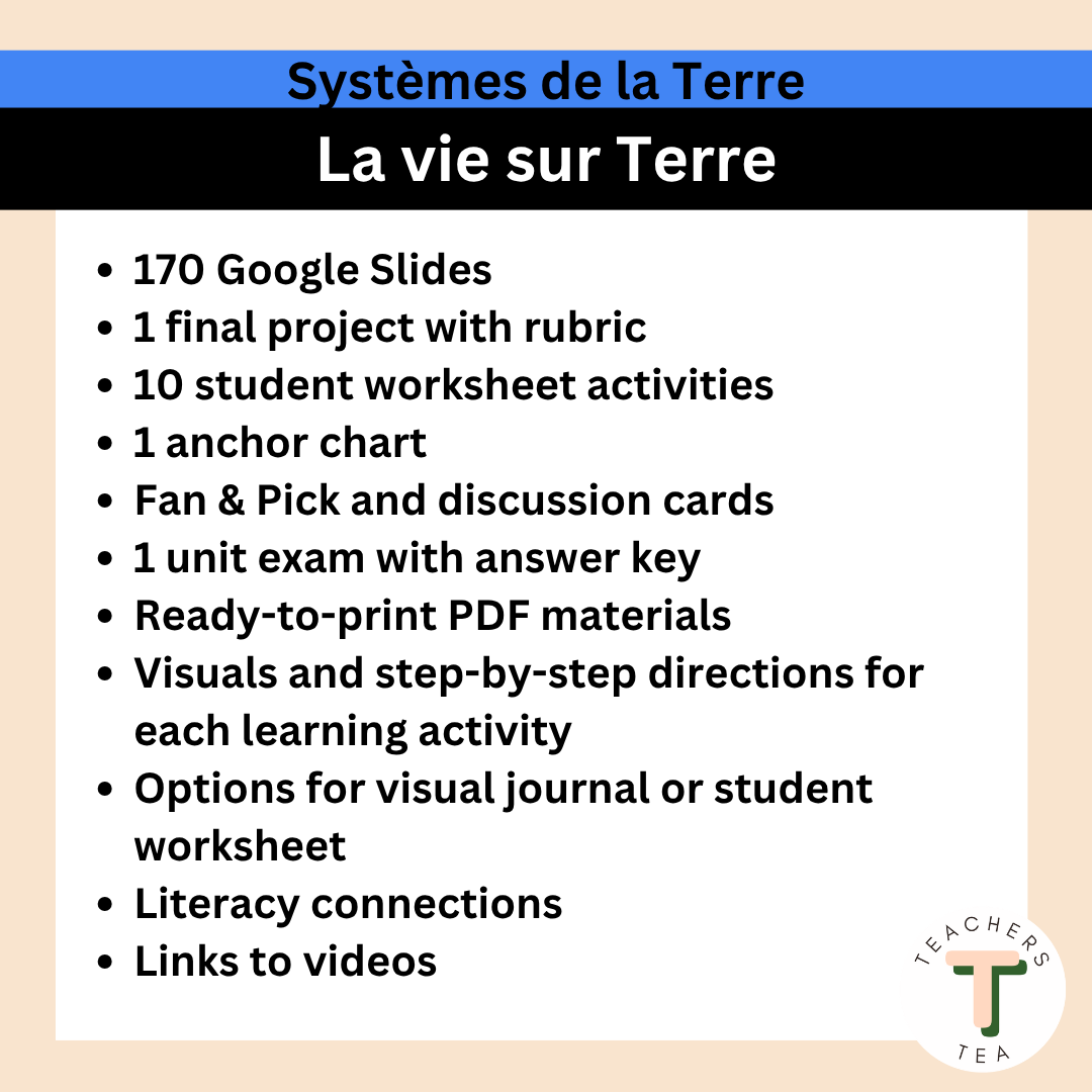 Alberta Grade 4 New Science Curriculum FRENCH - EARTH SYSTEMS - Life on Earth
