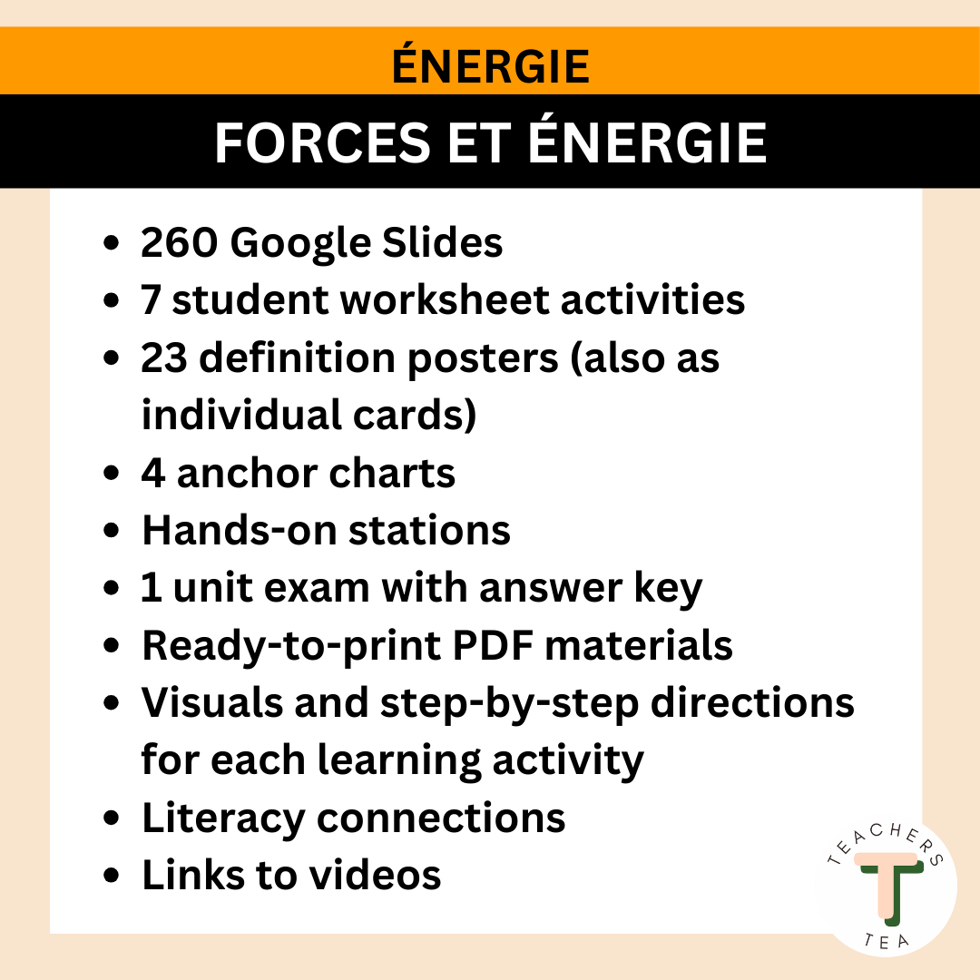 FRENCH Alberta Grade 6 New Science Curriculum - ENERGY - Forces and Energy