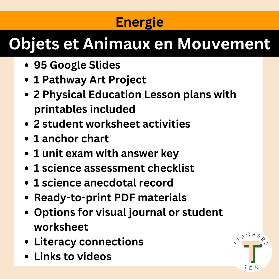 Alberta Grade 1 Science FRENCH  - ENERGY AND FORCES - Moving Objects and Animals