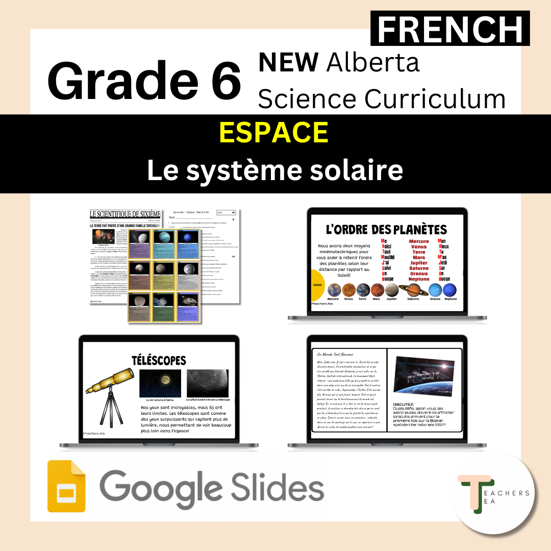 FRENCH Alberta Grade 6 New Science Curriculum - SPACE - The Solar System