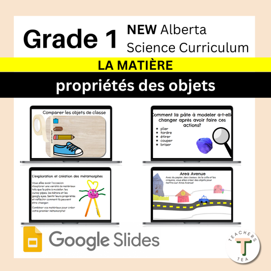 Alberta Grade 1 New Science Curriculum - MATTER - Materials FRENCH