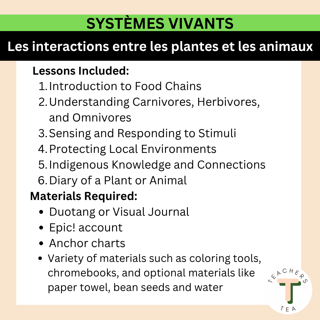 Alberta Grade 3 New Science FRENCH - LIVING SYSTEMS - Plant and Animal Growth