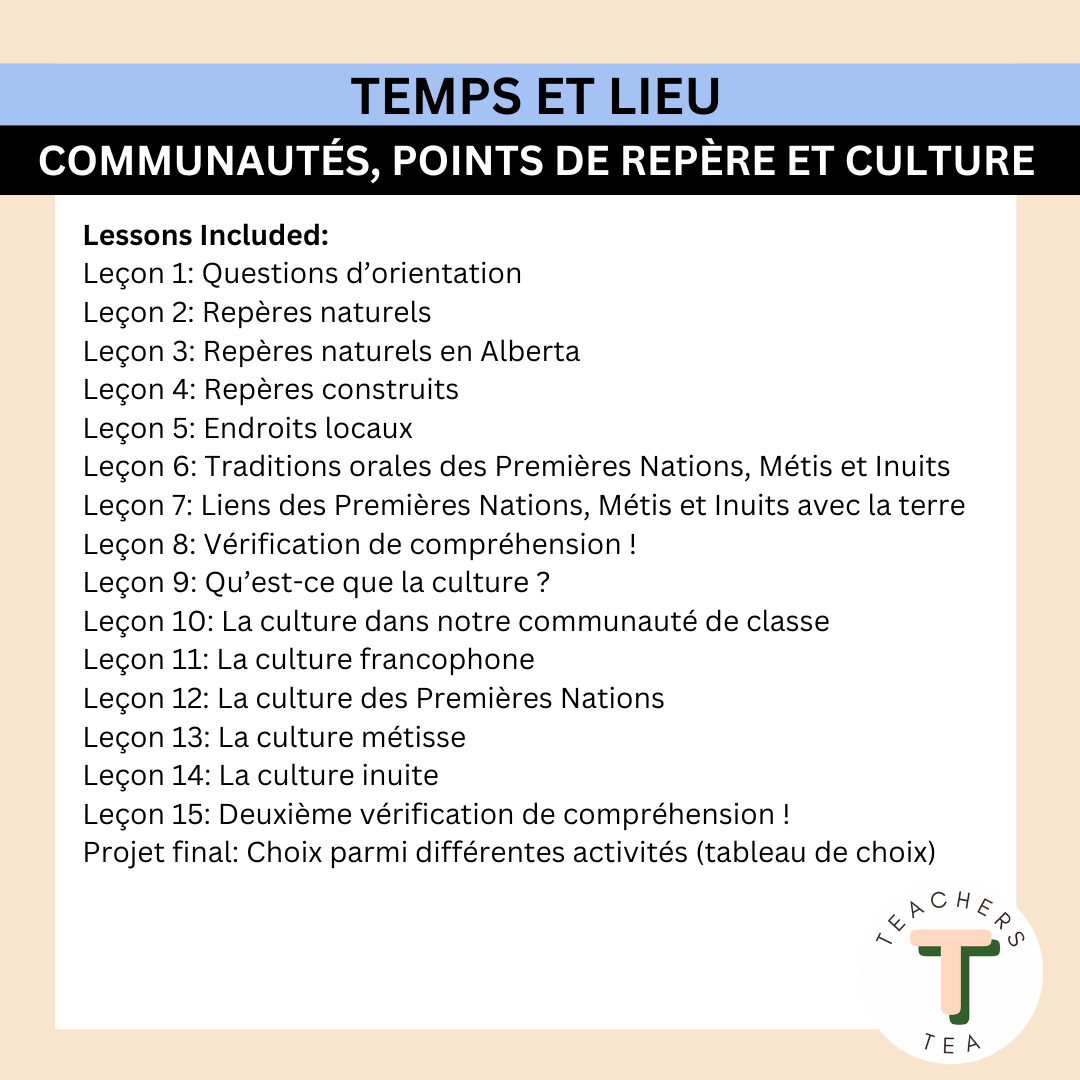 FRENCH Alberta Grade 1 New Social Curriculum - Time and Place