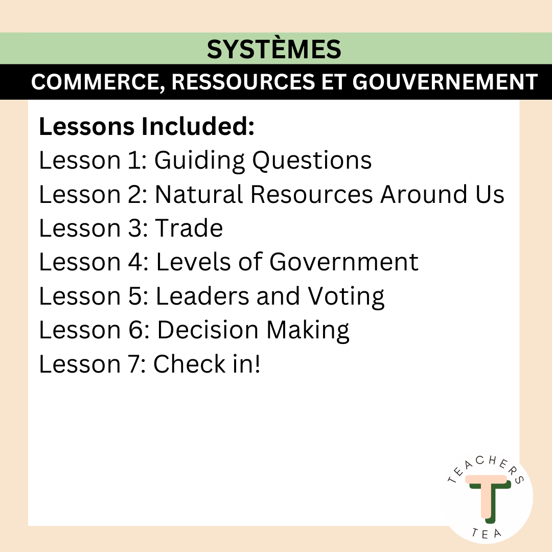 Alberta Grade 2 FRENCH New Social Curriculum - Systems