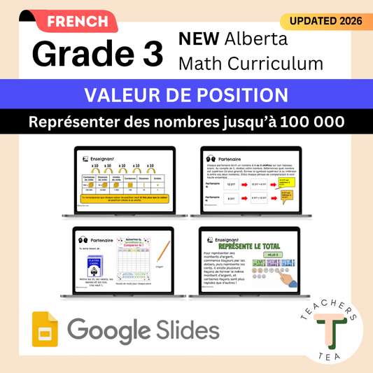 FRENCH Alberta Grade 3 Math - Place Value to 100 000 - Google Slides